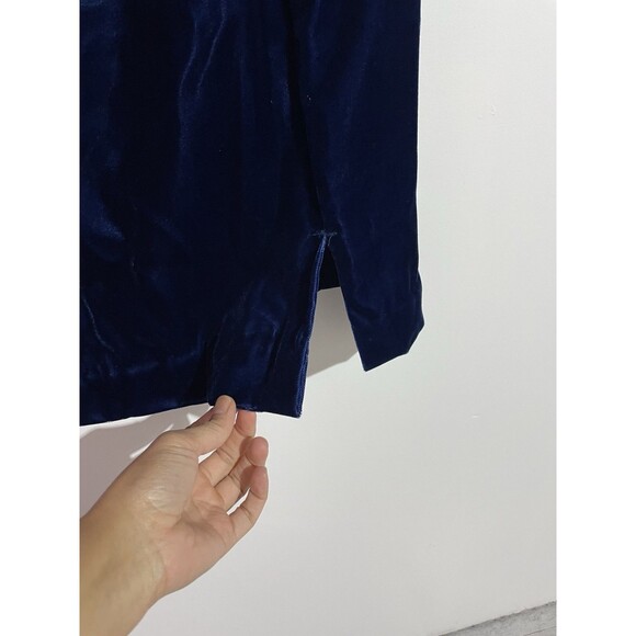 Vtg Y2K Velvet Dress 7/8 Blue Puff Sleeves Whimsigoth Holidays Prom Party USA - Picture 9 of 14